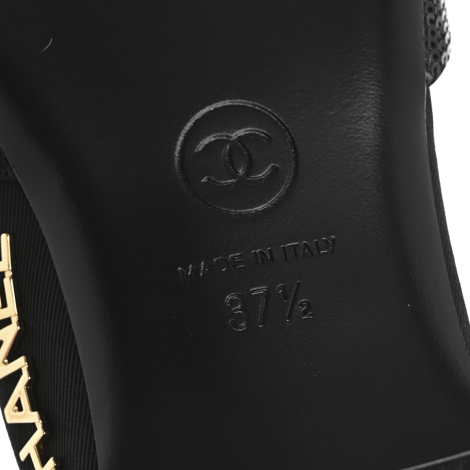 Chanel Sequin Grosgrain CC Cap Toe Ankle Flat 37.5 Black 7 of 9