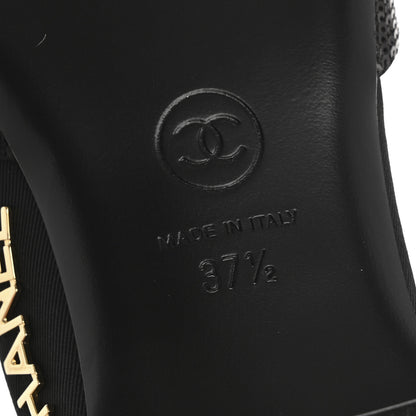 Chanel Sequin Grosgrain CC Cap Toe Ankle Flat 37.5 Black 7 of 9