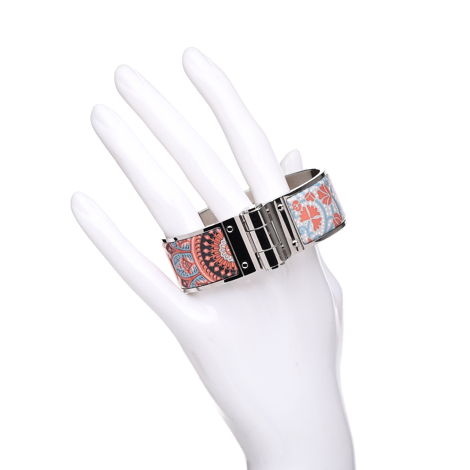 Hermes Enamel Printed Wide Cachemire Fleuri Hinged Bracelet M 2 of 5