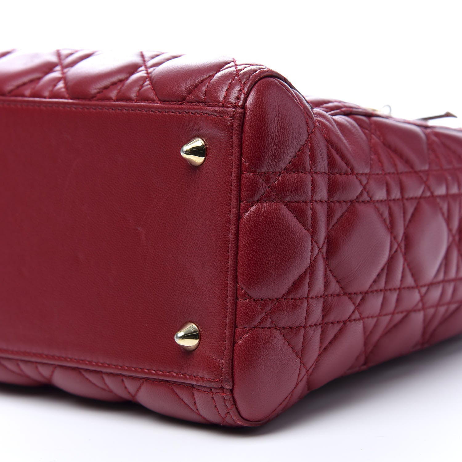 Christian Dior Lambskin Cannage Medium Lady Dior Red 9 of 10