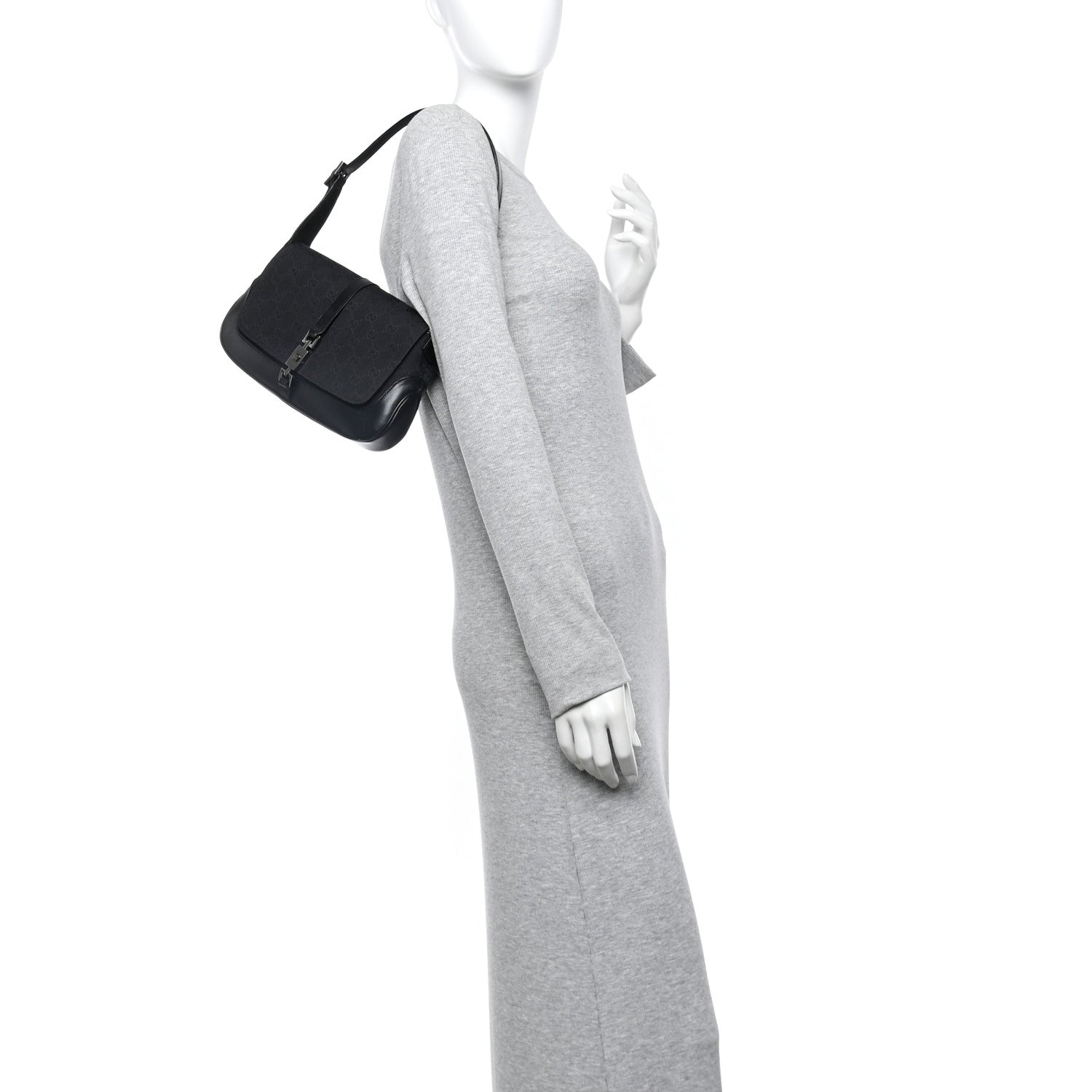 Gucci Monogram Calfskin Small Jackie O Hobo Black 2 of 13