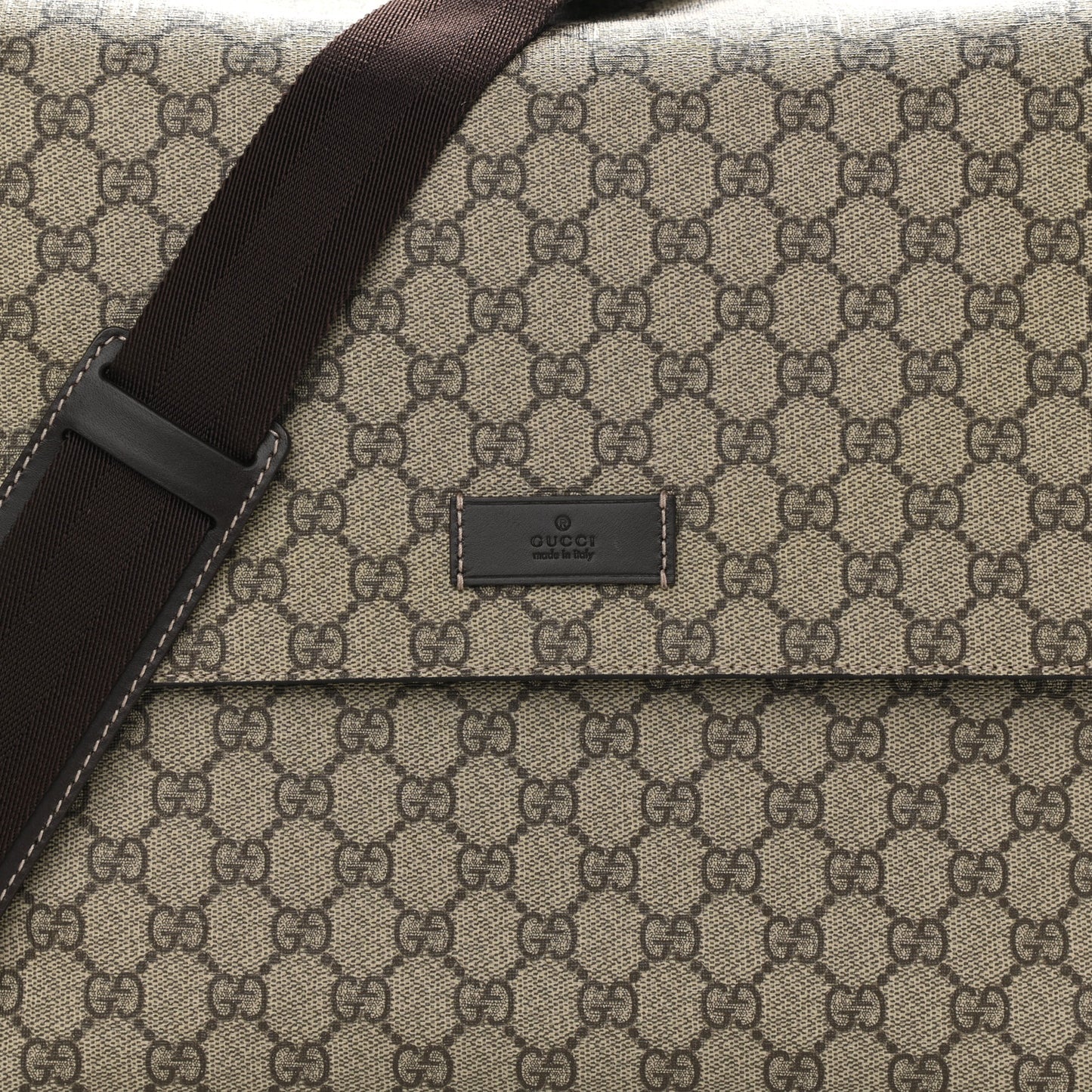 GG Plus Monogram Messenger Diaper Bag Dark Brown
