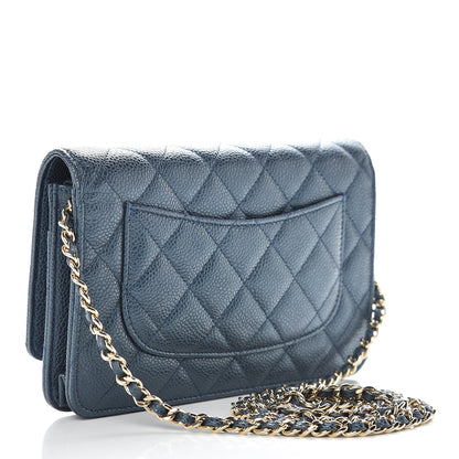 Chanel Iridescent Caviar Quilted Wallet On Chain WOC Blue 3 of 11