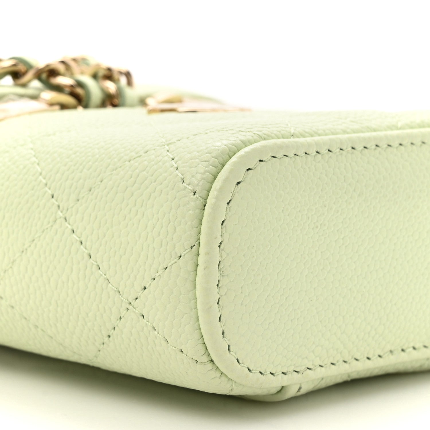 Chanel Caviar Quilted Small Handle With Care Vanity Case With Chain Light Green 19 of 19