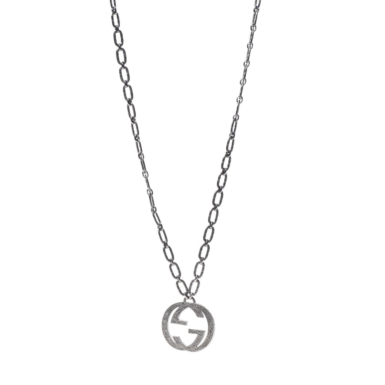 Gucci Sterling Silver Large Interlocking G Pendant Necklace 1 of 8