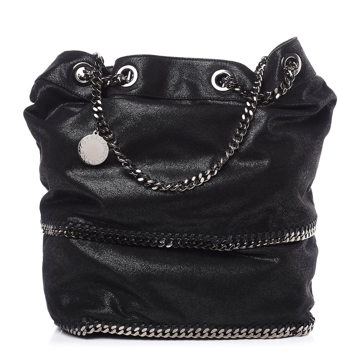 Stella McCartney Chamois Shiny Dotted Large Falabella Bucket Bag Ruthenium 1 of 10