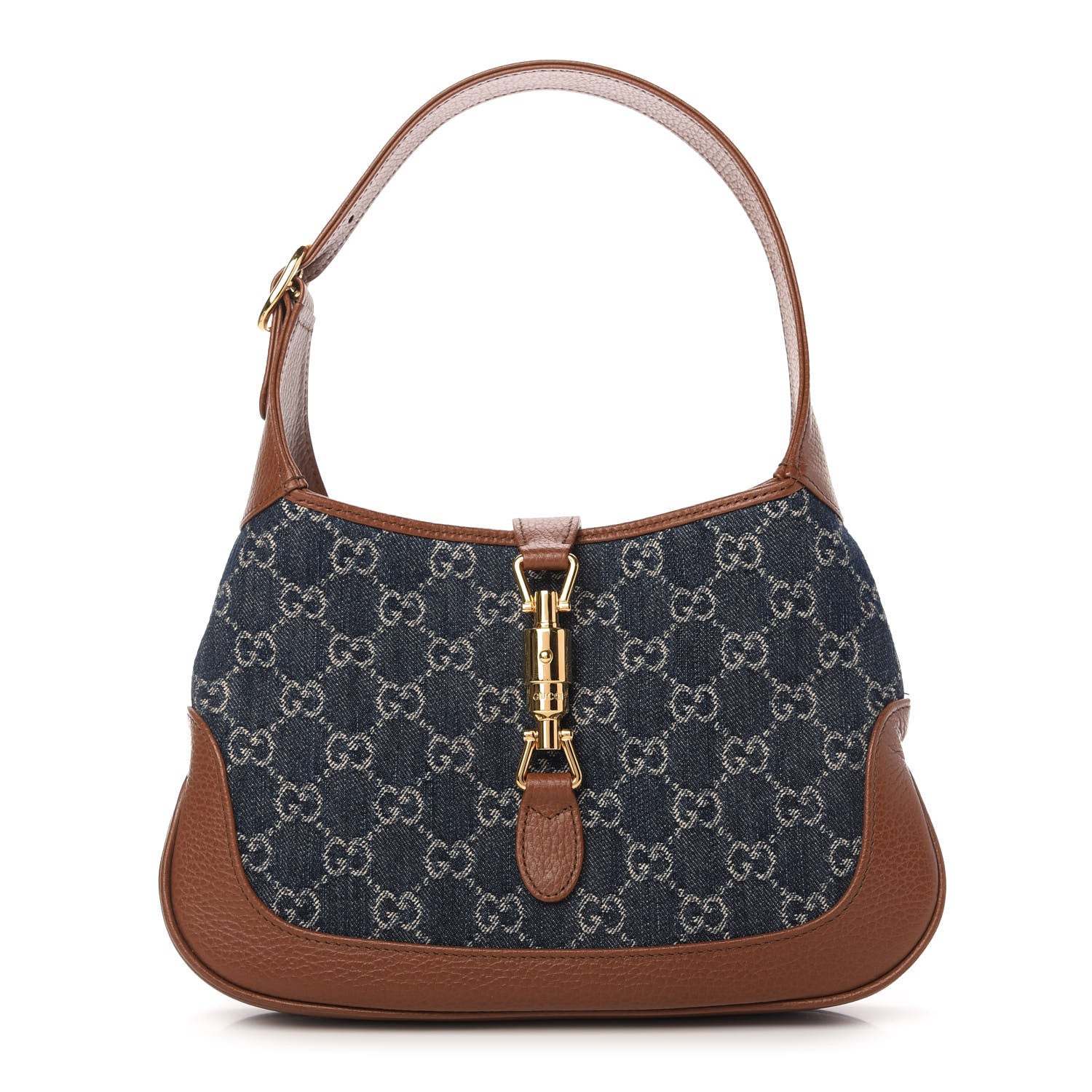 Gucci New Denim GG Monogram Calfskin Small Jackie 1961 Hobo Blue Tea Cuir 1 of 11