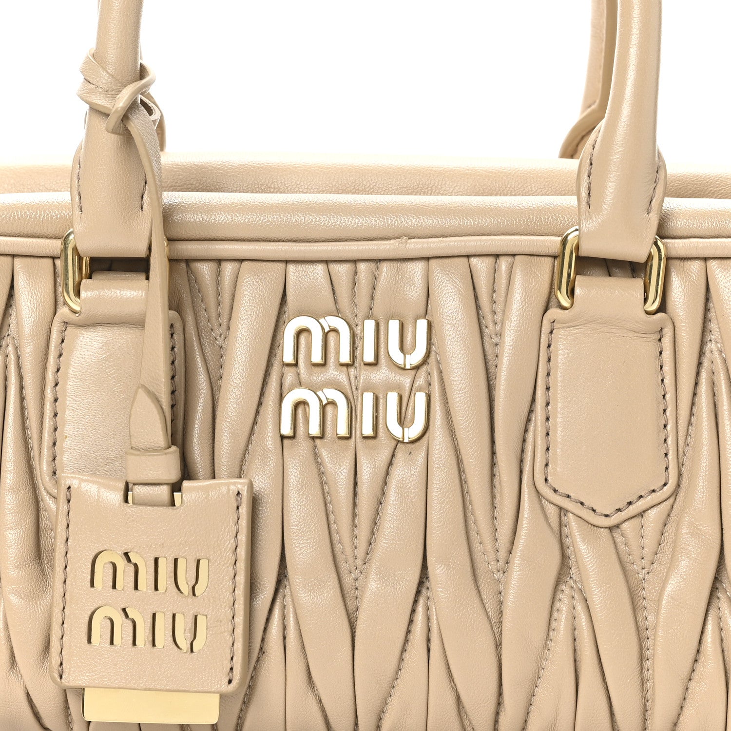 Miu Miu Nappa Matelasse Large Arcadie Top Handle Bag Sabbia 7 of 9