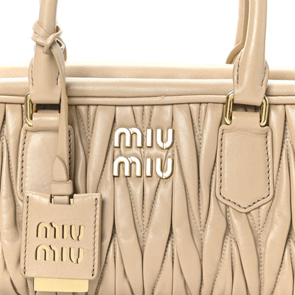 Miu Miu Nappa Matelasse Large Arcadie Top Handle Bag Sabbia 7 of 9