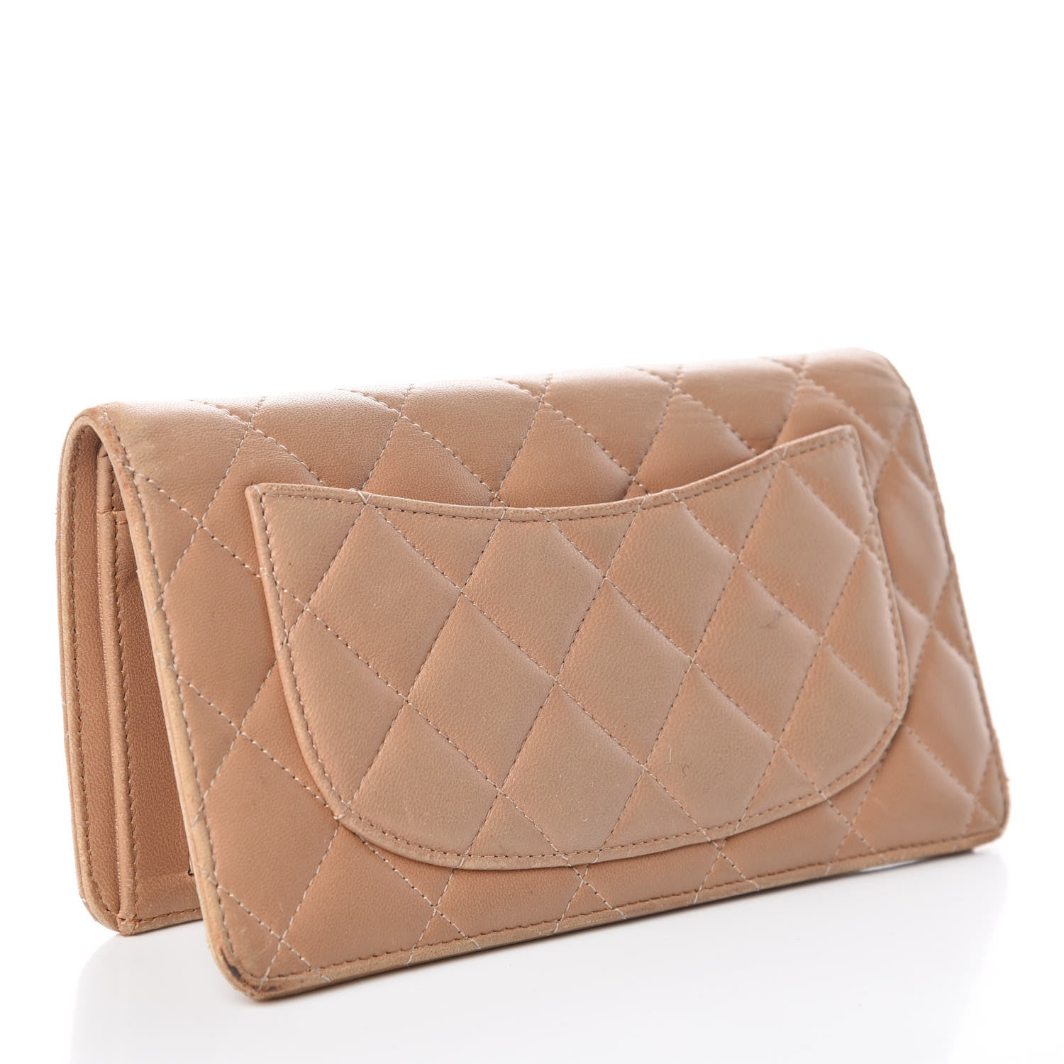 Chanel Lambskin Quilted Yen Wallet Beige 3 of 18