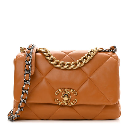 Chanel Lambskin Quilted Medium Chanel 19 Flap Light Brown 1 of 10