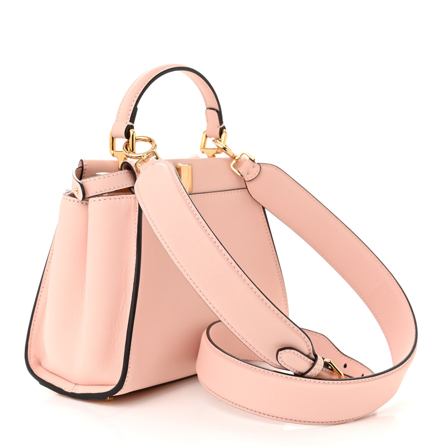Fendi Vitello Seta Canvas FF Embroidered Mini Peekaboo Iconic Satchel Rosa Confetto 3 of 11