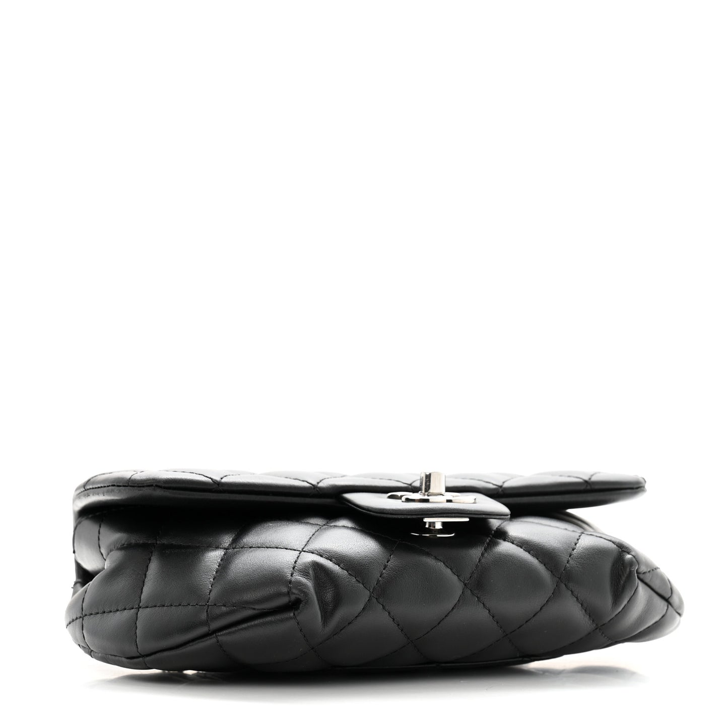 Calfskin Quilted CC Uniform Flap Belt Bag Black