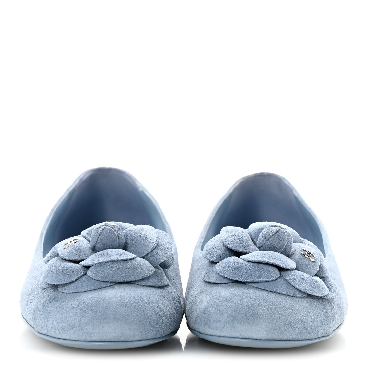Suede Cap Toe Camellia Ballerina Flats 36.5 Light Blue