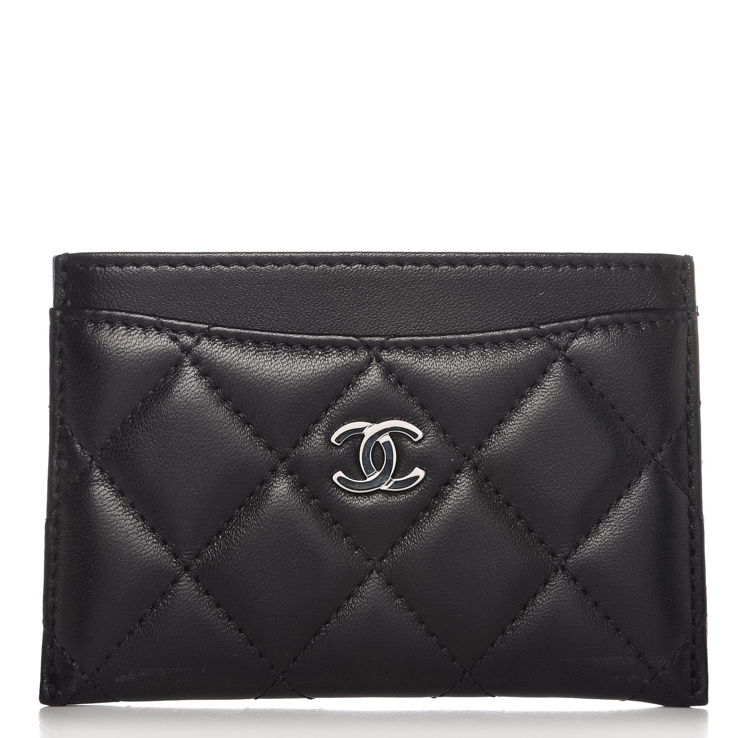 Lambskin Quilted Card Holder Black