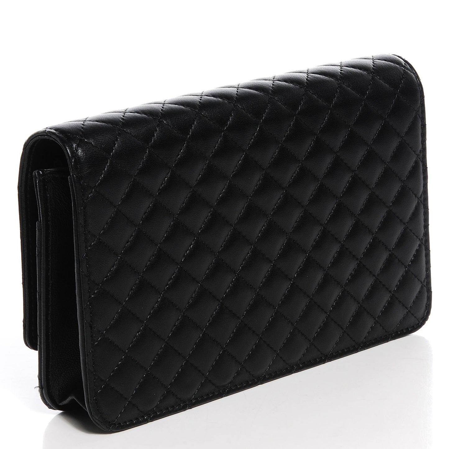 Lambskin Micro Quilted Wallet On Chain WOC Black