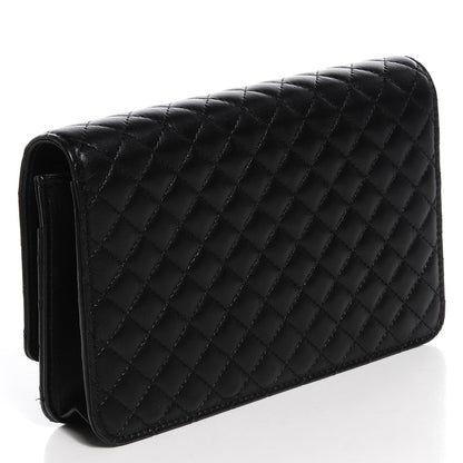 Chanel Lambskin Micro Quilted Wallet On Chain WOC Black 3 of 9