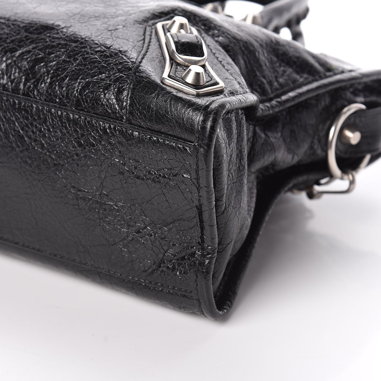 Chevre Silver Metallic Edge Hardware S City Black
