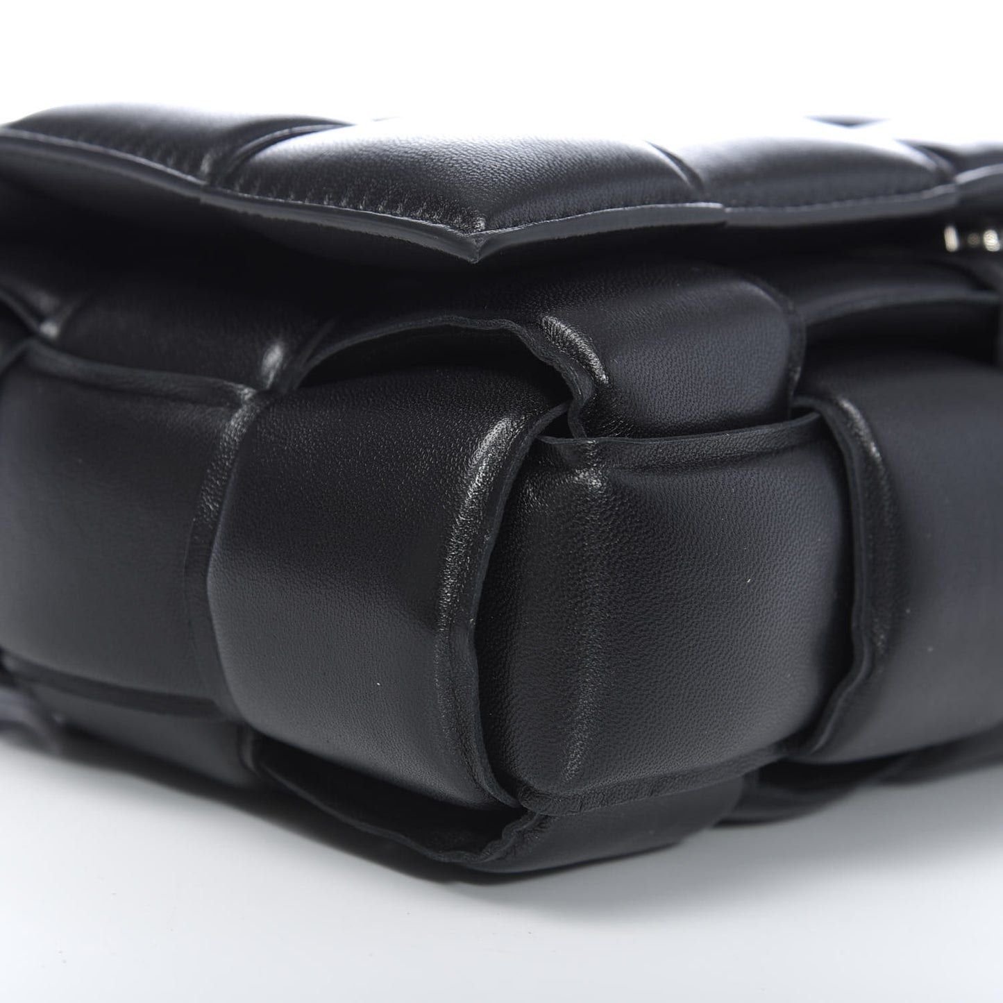Nappa Maxi Intreccio Padded Cassette Crossbody Bag Black