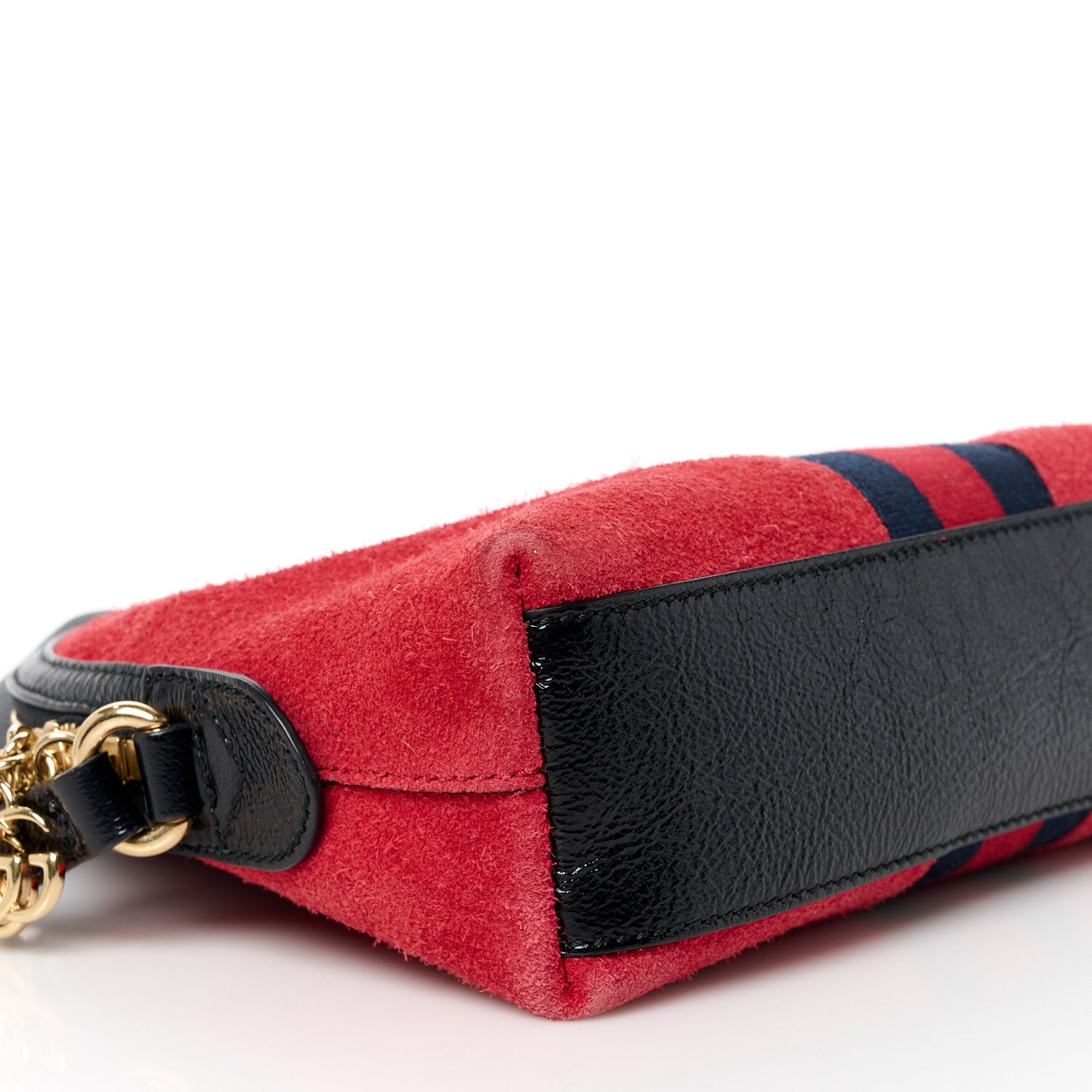 Gucci Suede Patent Web GG Small Ophidia Dome Shoulder Bag Hibiscus Red 10 of 13