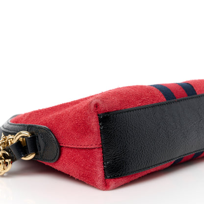 Gucci Suede Patent Web GG Small Ophidia Dome Shoulder Bag Hibiscus Red 10 of 13