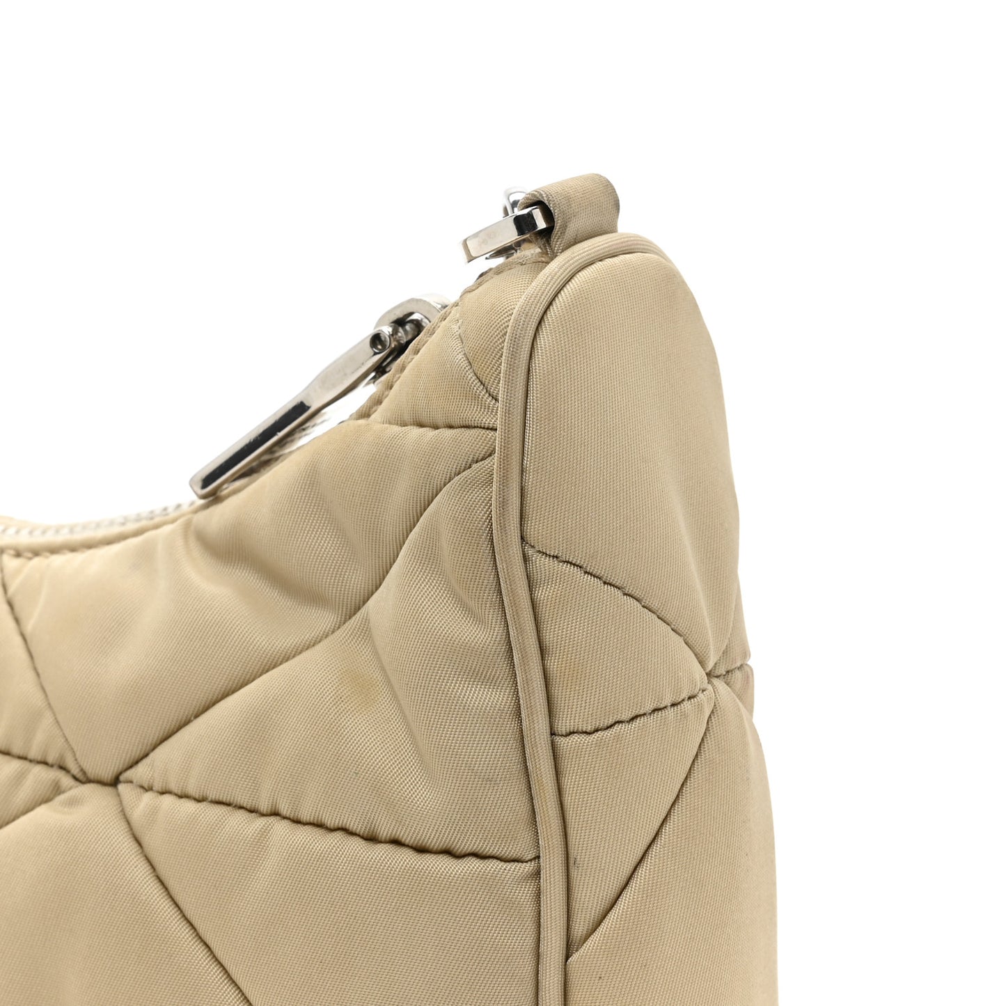 Re-Nylon Triangle Quilted Padded Patchwork System Shoulder Bag Deserto