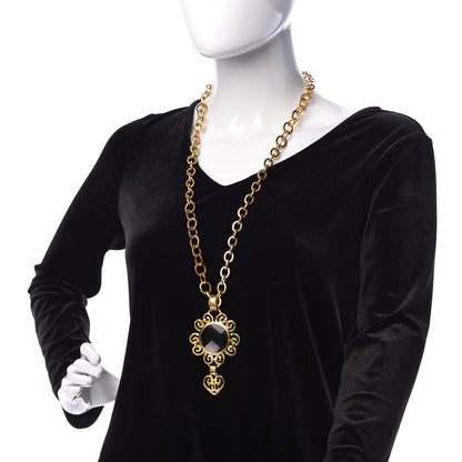 Chanel Loupe Magnifying Glass CC Heart Drop Necklace Gold 2 of 5