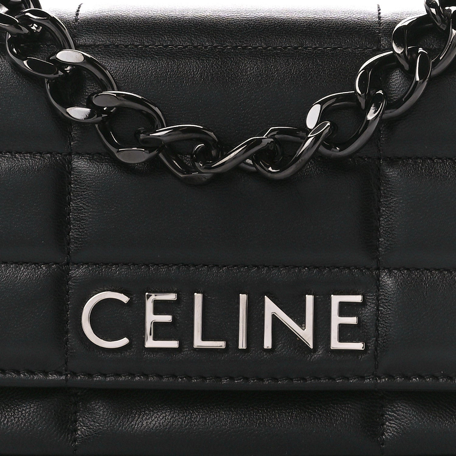 Celine Goatskin Matelasse Chain Shoulder Bag Black 7 of 9