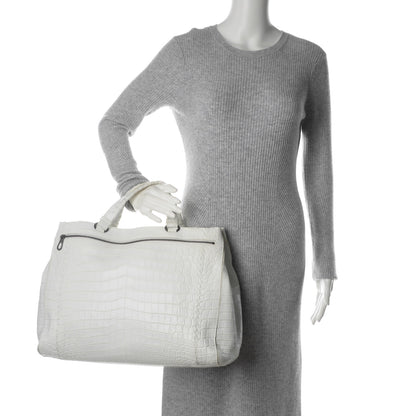 Bottega Veneta Crocodile Tote Bianco White 2 of 7