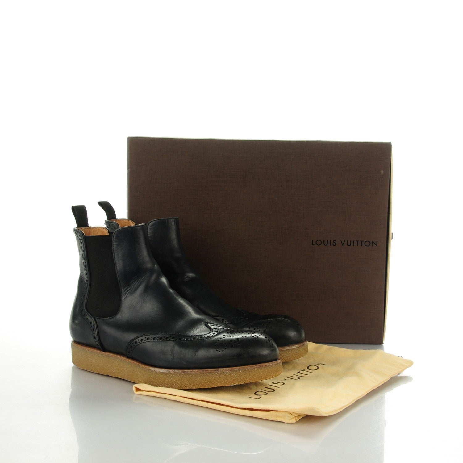Louis Vuitton Calfskin Brogues Ankle Boots 7 Black 7 of 7