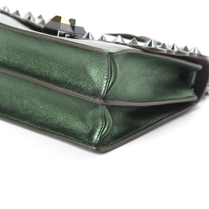 Fendi Vitello Catalan Mirror Scalloped Multi Studded Small Kan I Shoulder Bag Green 7 of 10