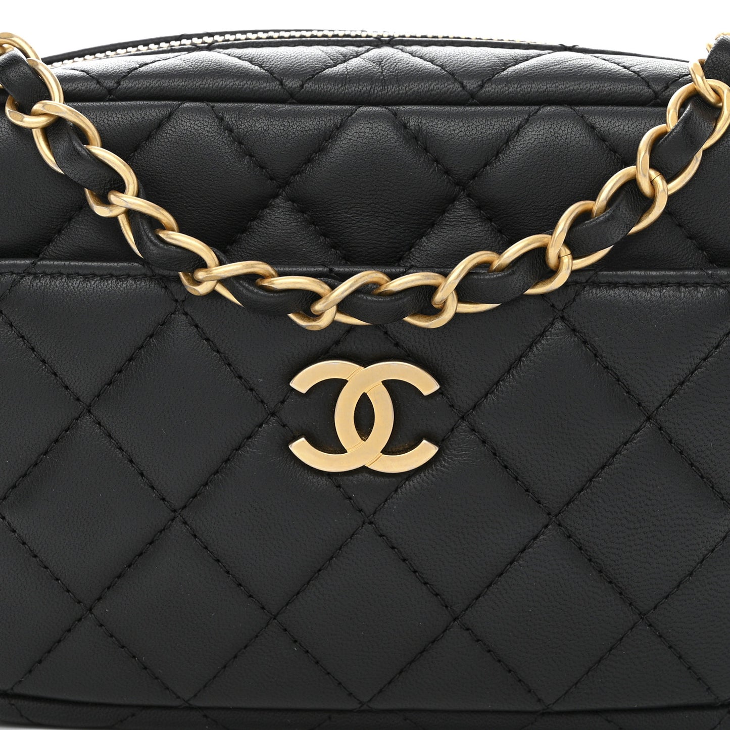 Lambskin Quilted Camera Bag Black