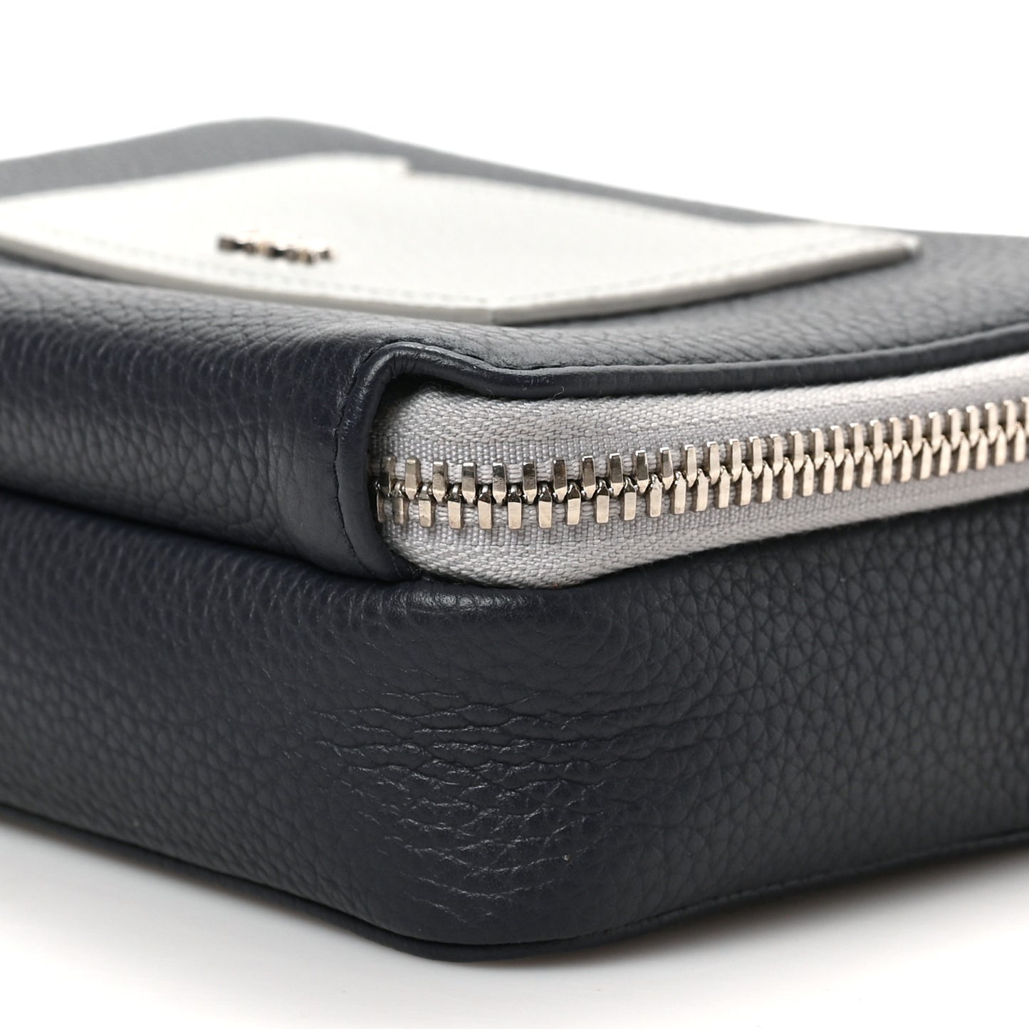 Calfskin Double Zip Crossbody Blue Grey