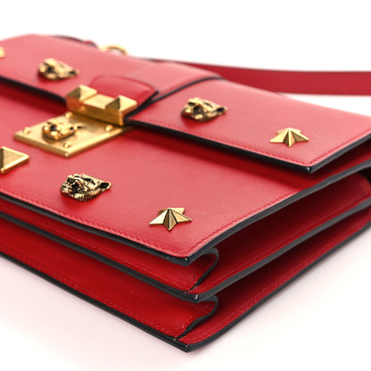Gucci Calfskin Medium Cat Lock Top Handle Bag Red 9 of 9