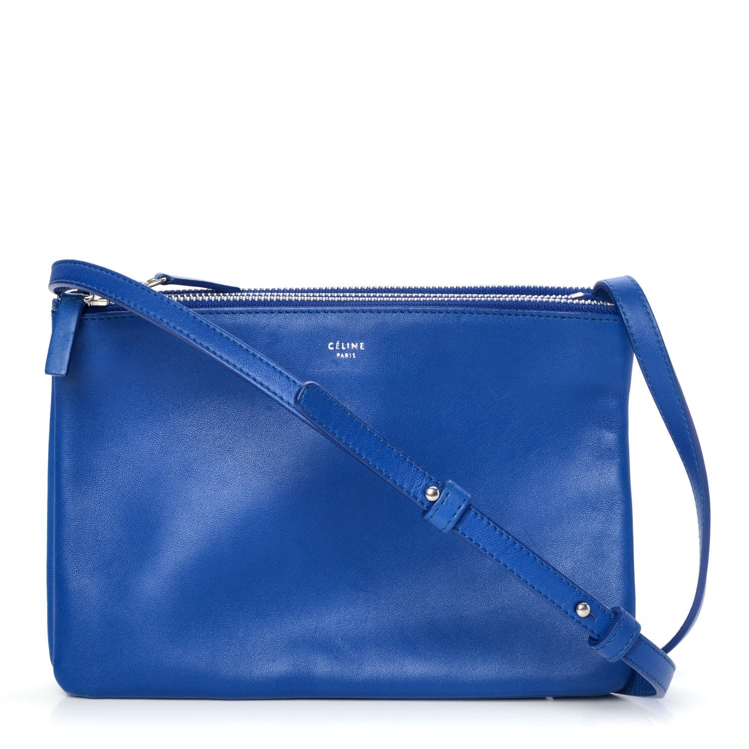 Celine Lambskin Small Trio Crossbody Bag Electric Blue 1 of 9