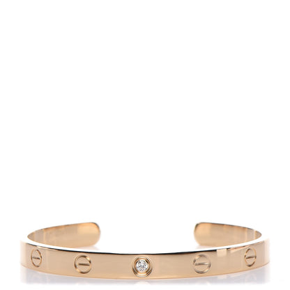 Cartier 18K Yellow Gold 1 Diamond LOVE Cuff Bracelet 17 3 of 8