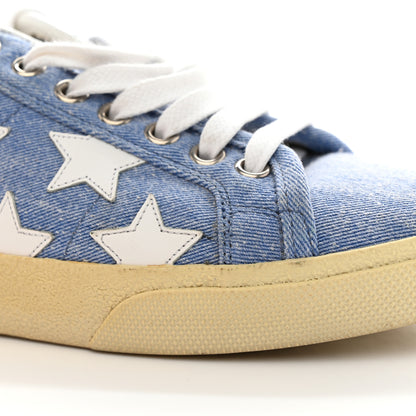 Saint Laurent Denim Calfskin Star Court Sneakers 37 Blue 15 of 16