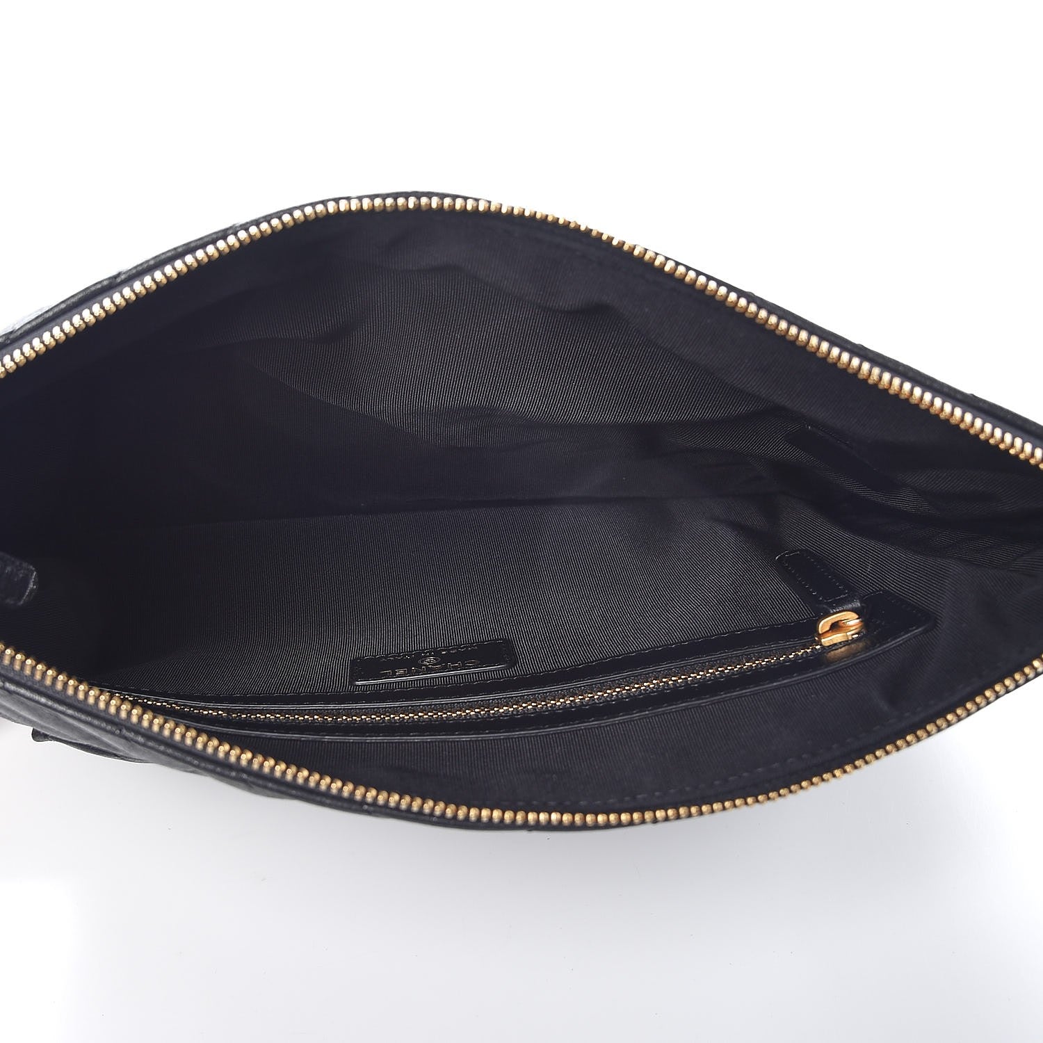 Chanel Crackled Calfskin Chevron Quilted Medium Cosmetic Case Black 5 of 8