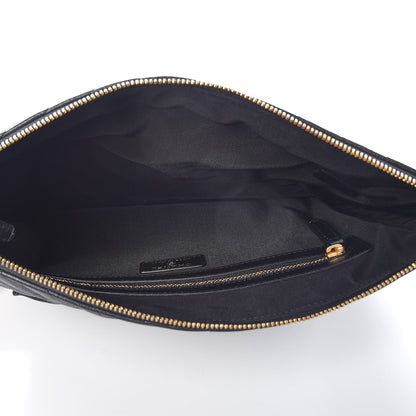 Chanel Crackled Calfskin Chevron Quilted Medium Cosmetic Case Black 5 of 8