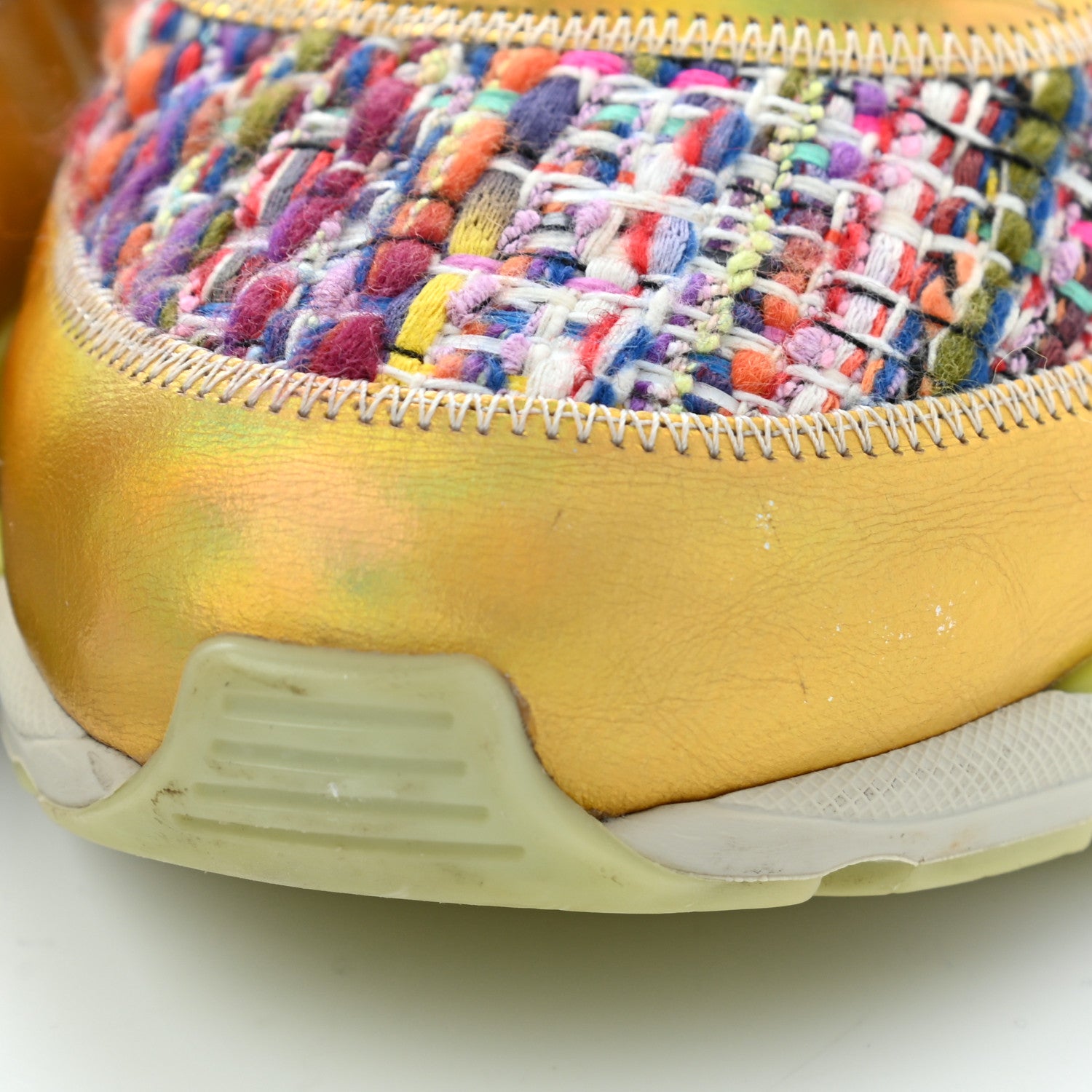 Chanel Tweed Lambskin Runway Sneakers 41 Silver Multicolor 11 of 13