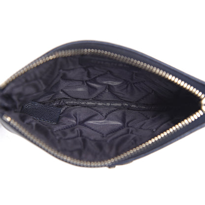 Chanel Metallic Sheepskin Chevron Quilted Small Vintage Mademoiselle Cosmetic Case Navy 5 of 7