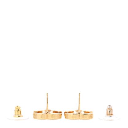 Chanel Metal Enamel CC Earrings Gold Biege 3 of 5