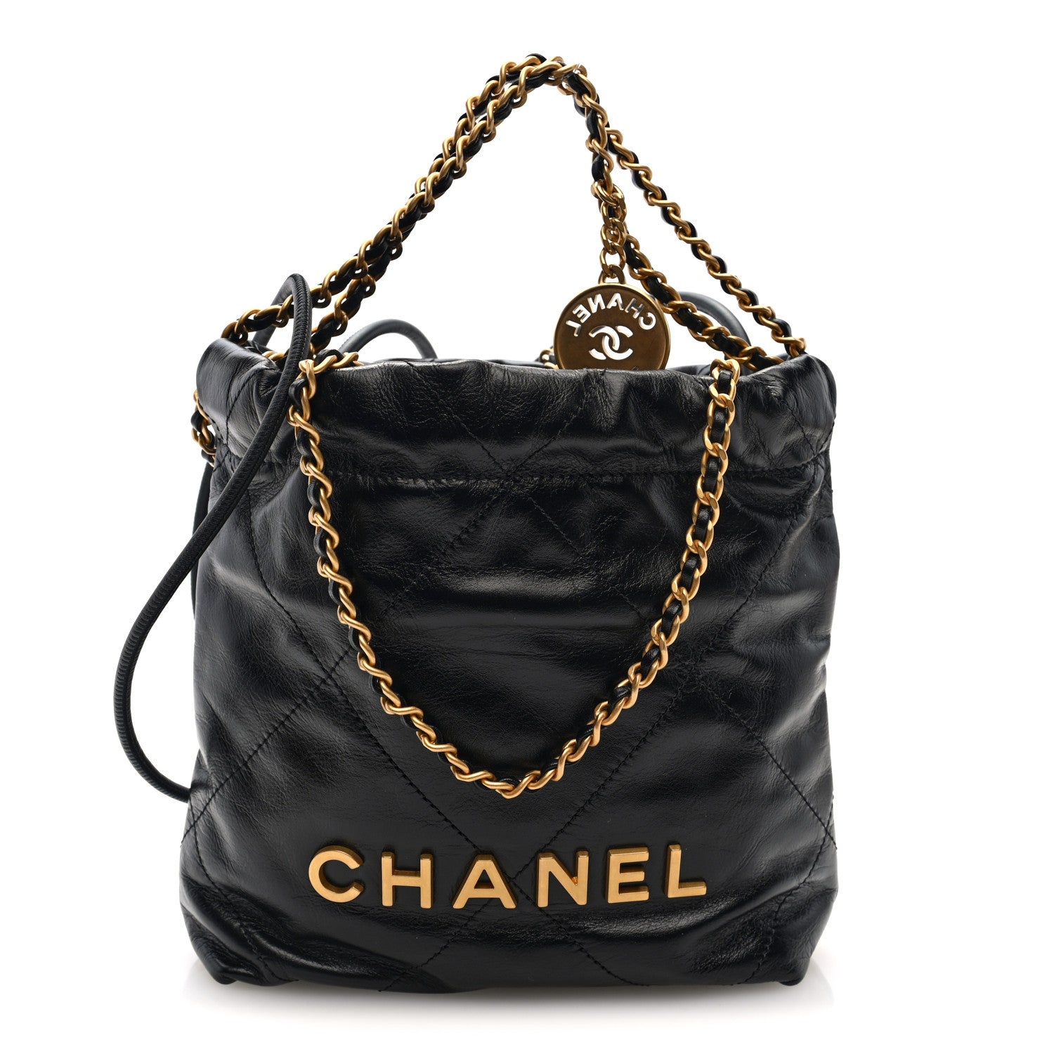 Chanel Shiny Calfskin Quilted Mini Chanel 22 Black 1 of 10