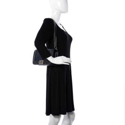 Chanel Calfskin Quilted Studded Medium Boy Flap Navy 3 of 10