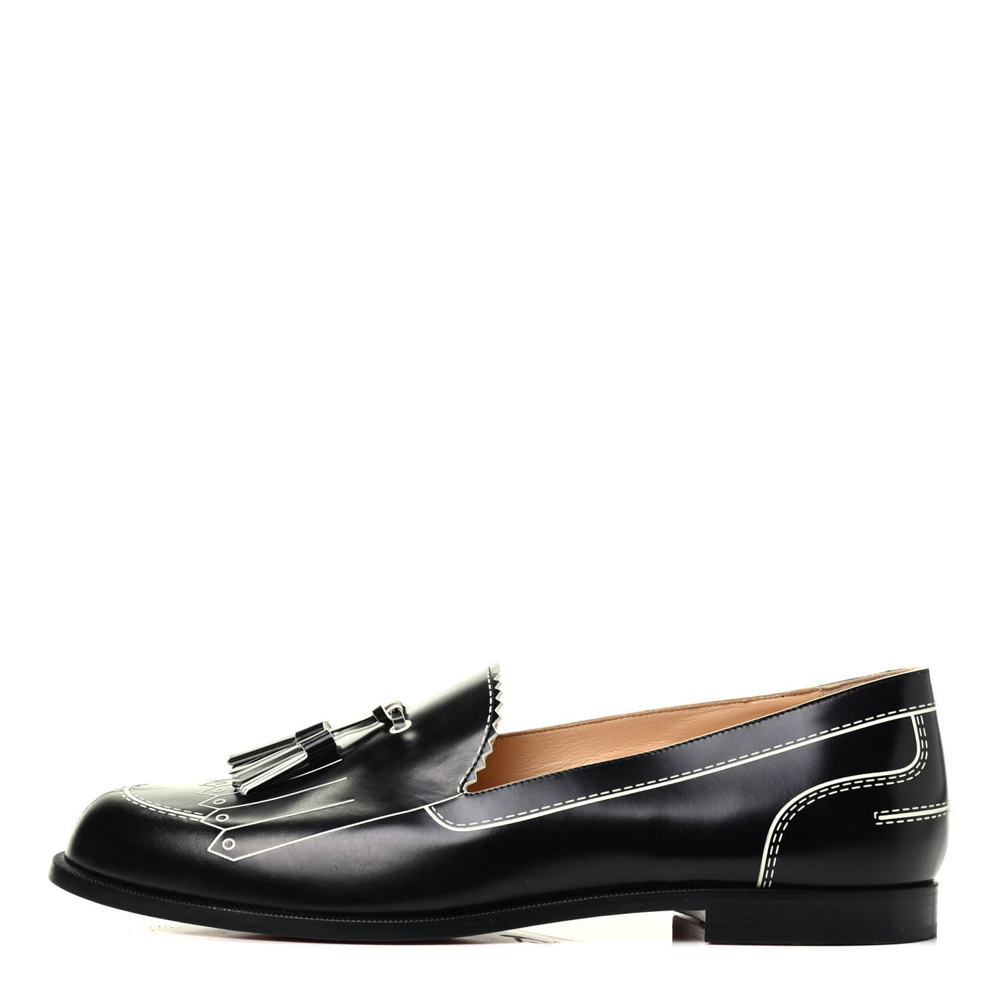 Calfskin Women Trompinetta Trompe L'oeil Loafers 41 Black