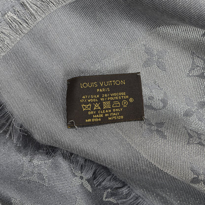 Louis Vuitton Silk Lurex Wool Monogram Shine Shawl Charcoal Grey 3 of 3