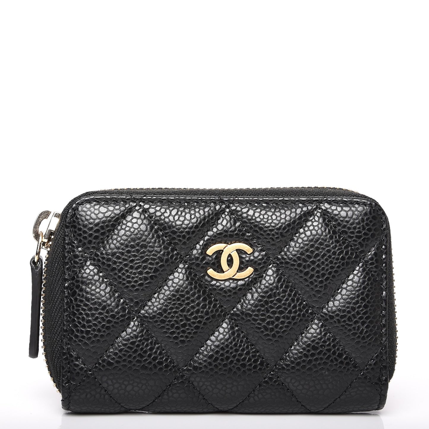 Caviar Quilted Zip Coin Purse Black