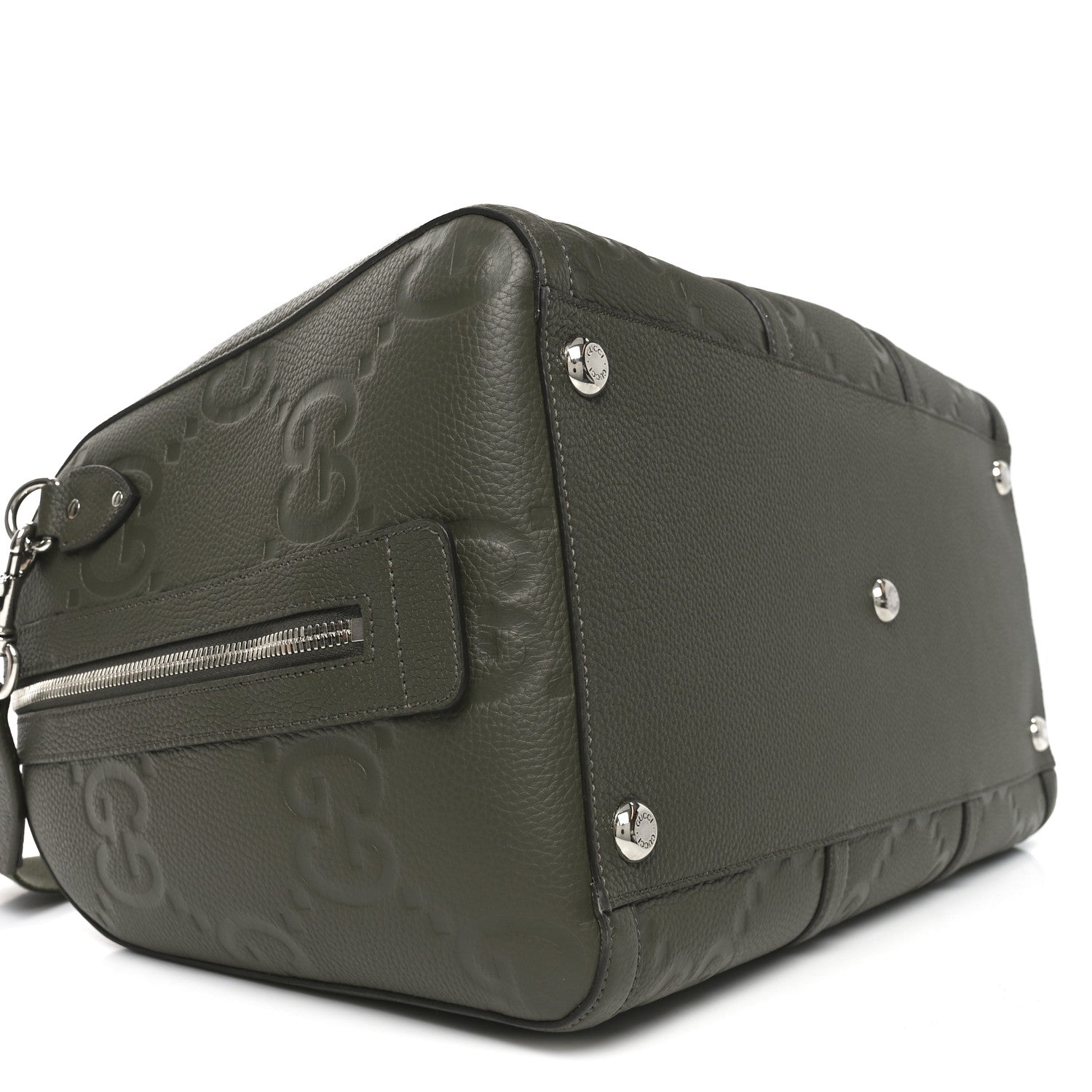 Gucci Piuma Calfskin Jumbo GG Embossed Large Duffle Bag Dark Vintage Olive 8 of 9