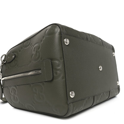 Gucci Piuma Calfskin Jumbo GG Embossed Large Duffle Bag Dark Vintage Olive 8 of 9