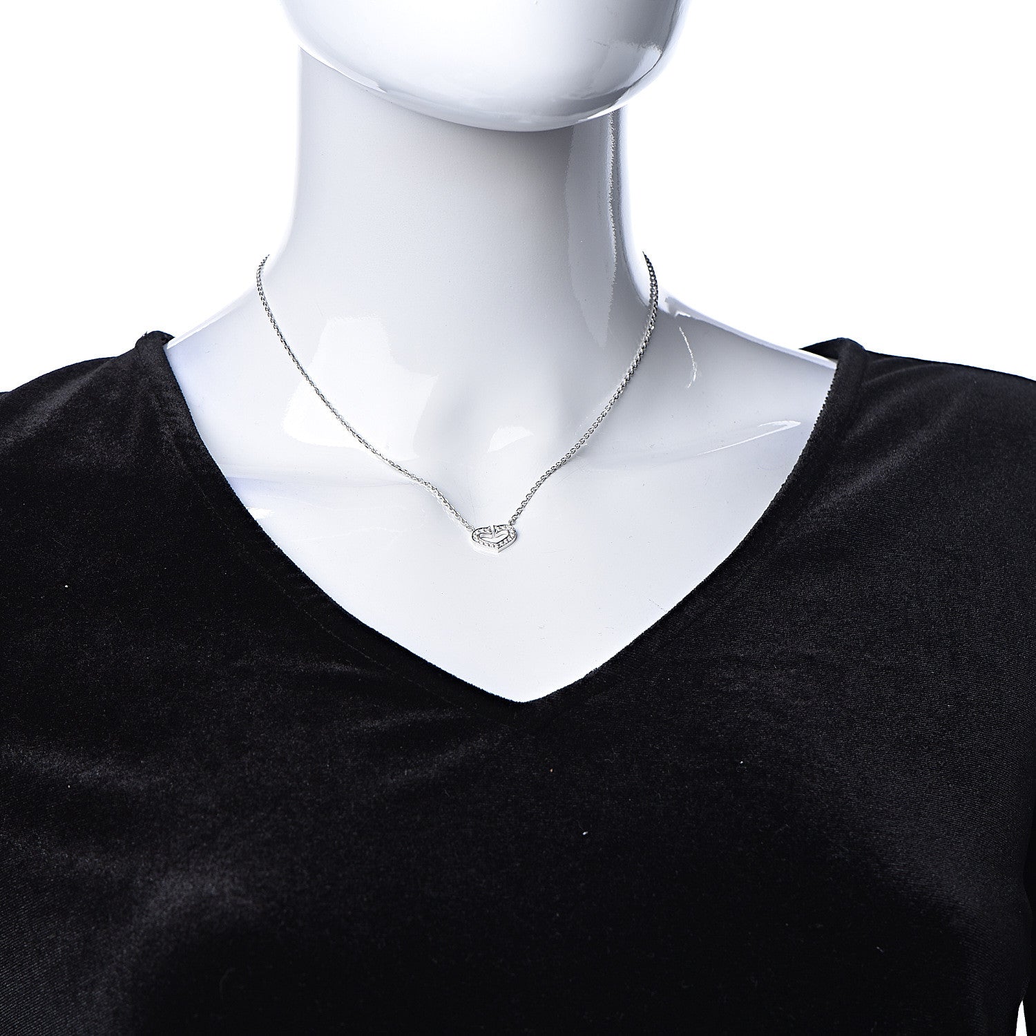 Cartier 18K White Gold Diamond Small Hearts and Symbols Pendant Necklace 2 of 7